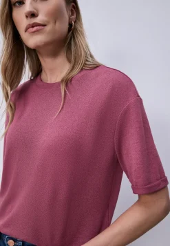 T-Shirt mit Rundhals im Strick-Look