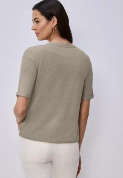 T-Shirt mit Rundhals im Strick-Look