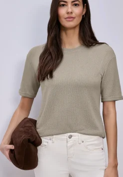T-Shirt mit Rundhals im Strick-Look