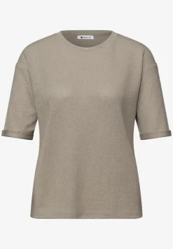 T-Shirt mit Rundhals im Strick-Look