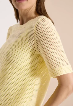 T-Shirt mit Rundhals in Ajour-Optik