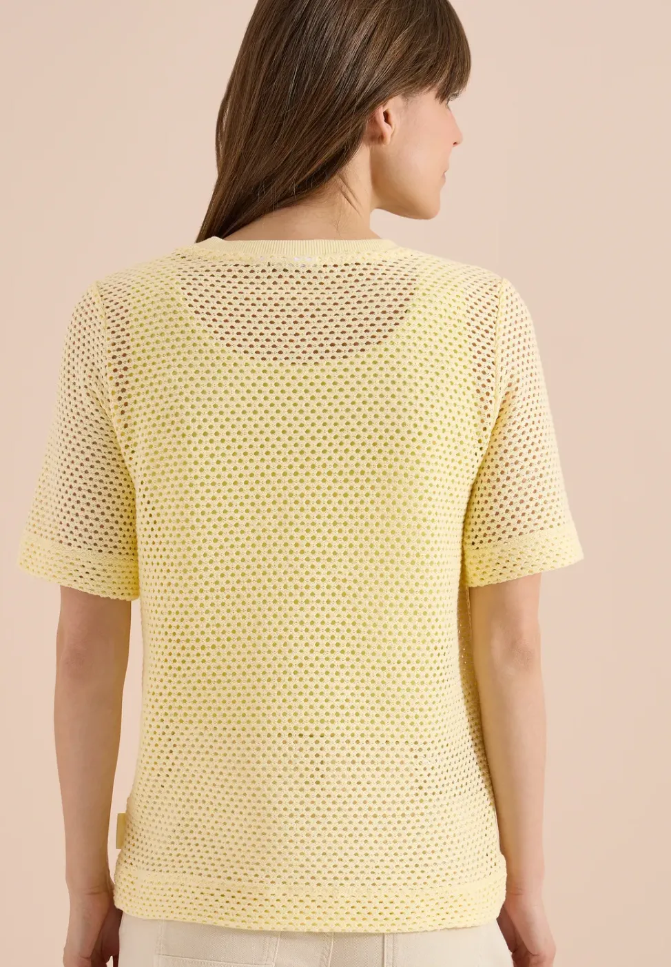 T-Shirt mit Rundhals in Ajour-Optik