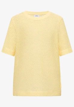 T-Shirt mit Rundhals in Ajour-Optik