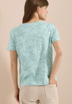 T-Shirt mit Rundhals und Blätterprint