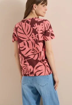 T-Shirt mit Rundhals und Blätterprint