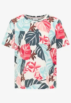 T-Shirt mit Rundhals und Blätterprint