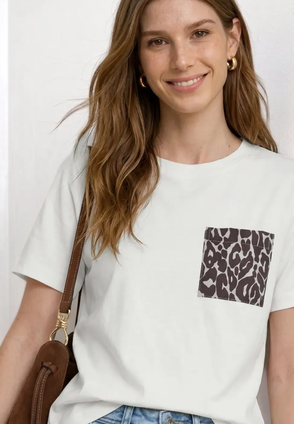 T-Shirt mit Rundhals und Brusttasche