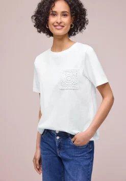 T-Shirt mit Rundhals und Crochet-Tasche
