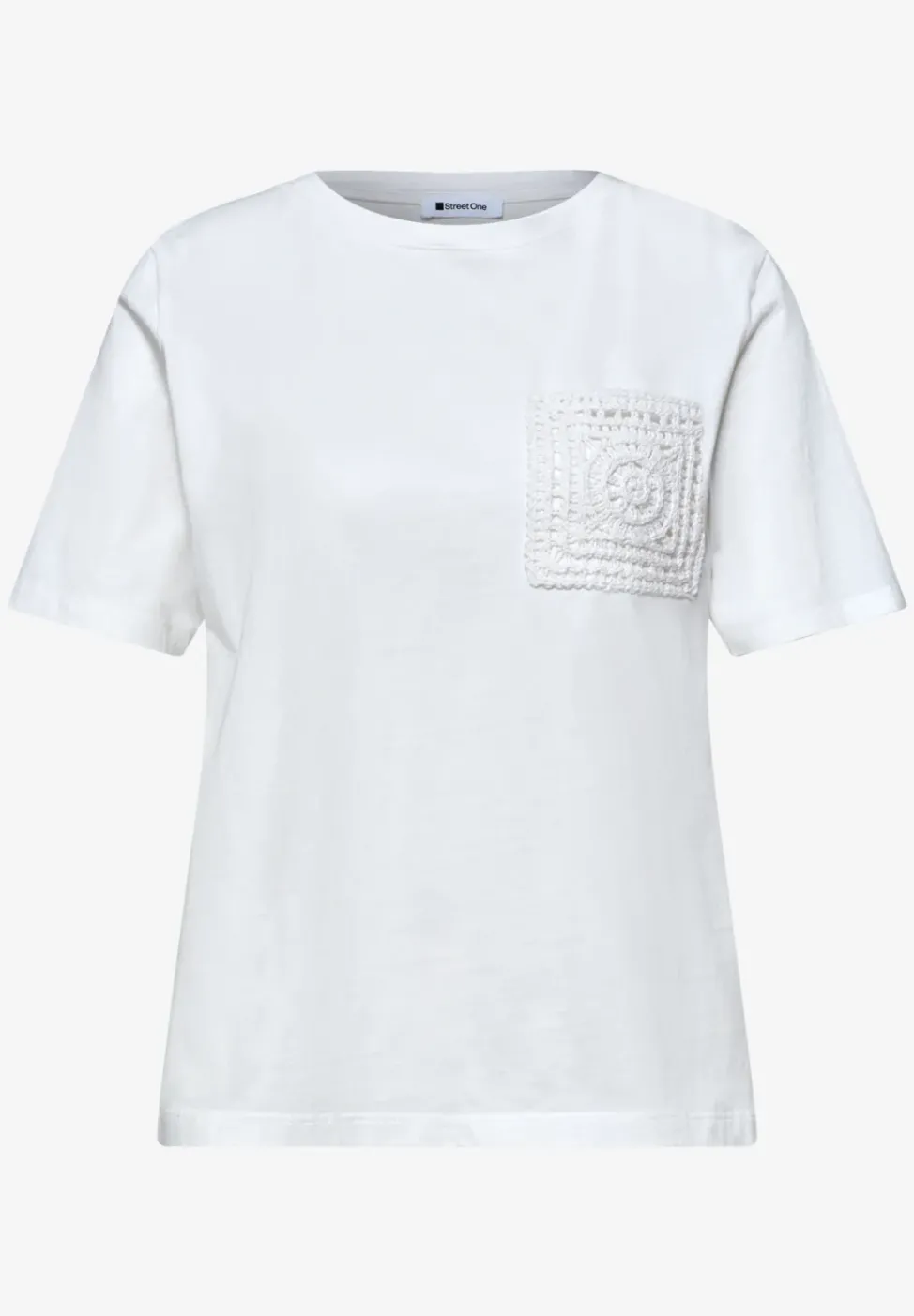 T-Shirt mit Rundhals und Crochet-Tasche