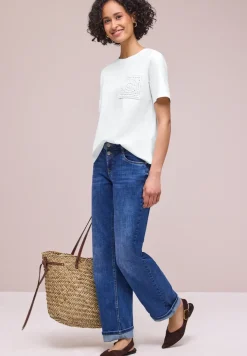 T-Shirt mit Rundhals und Crochet-Tasche