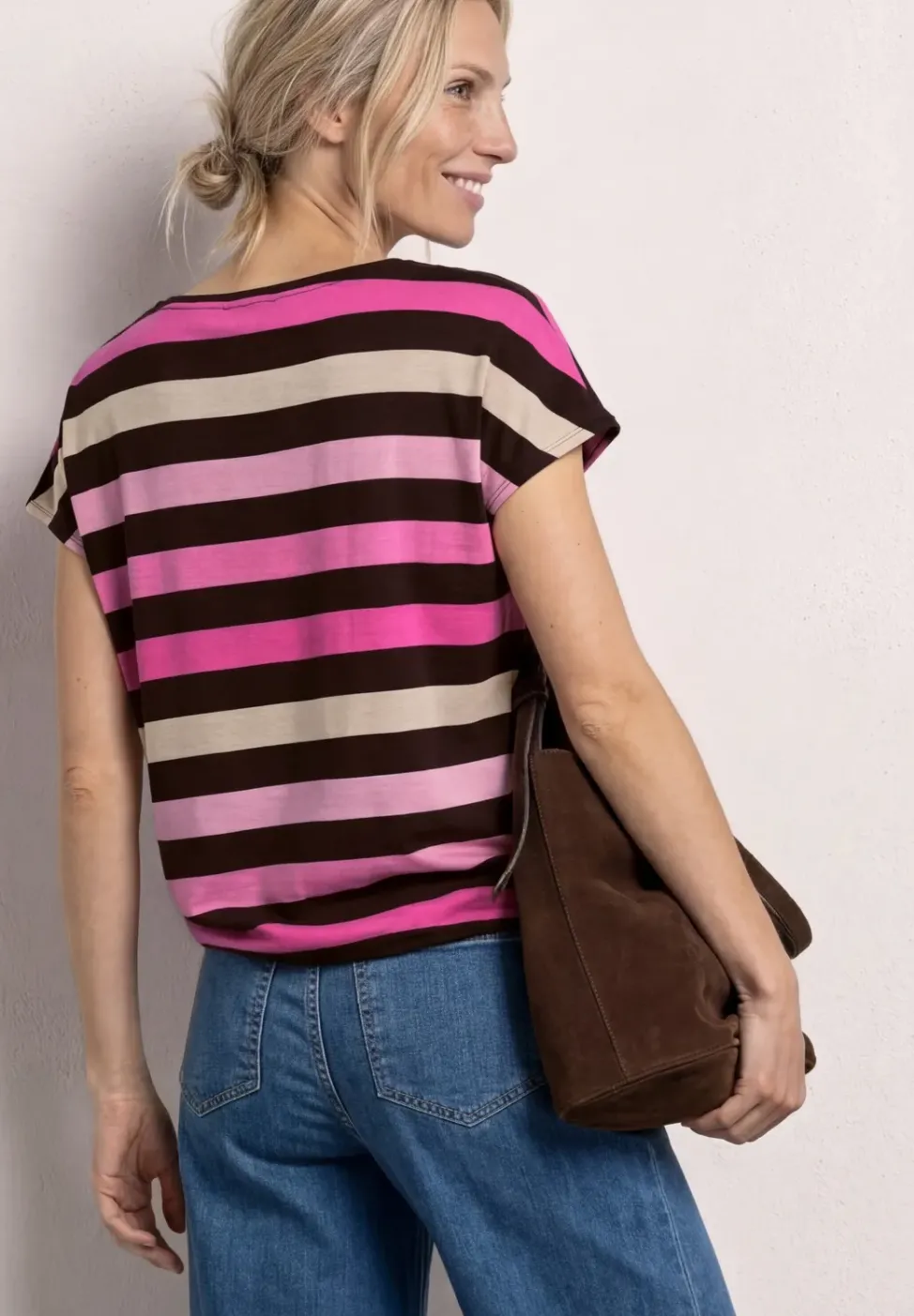 T-Shirt mit Rundhals und Elastiksaum