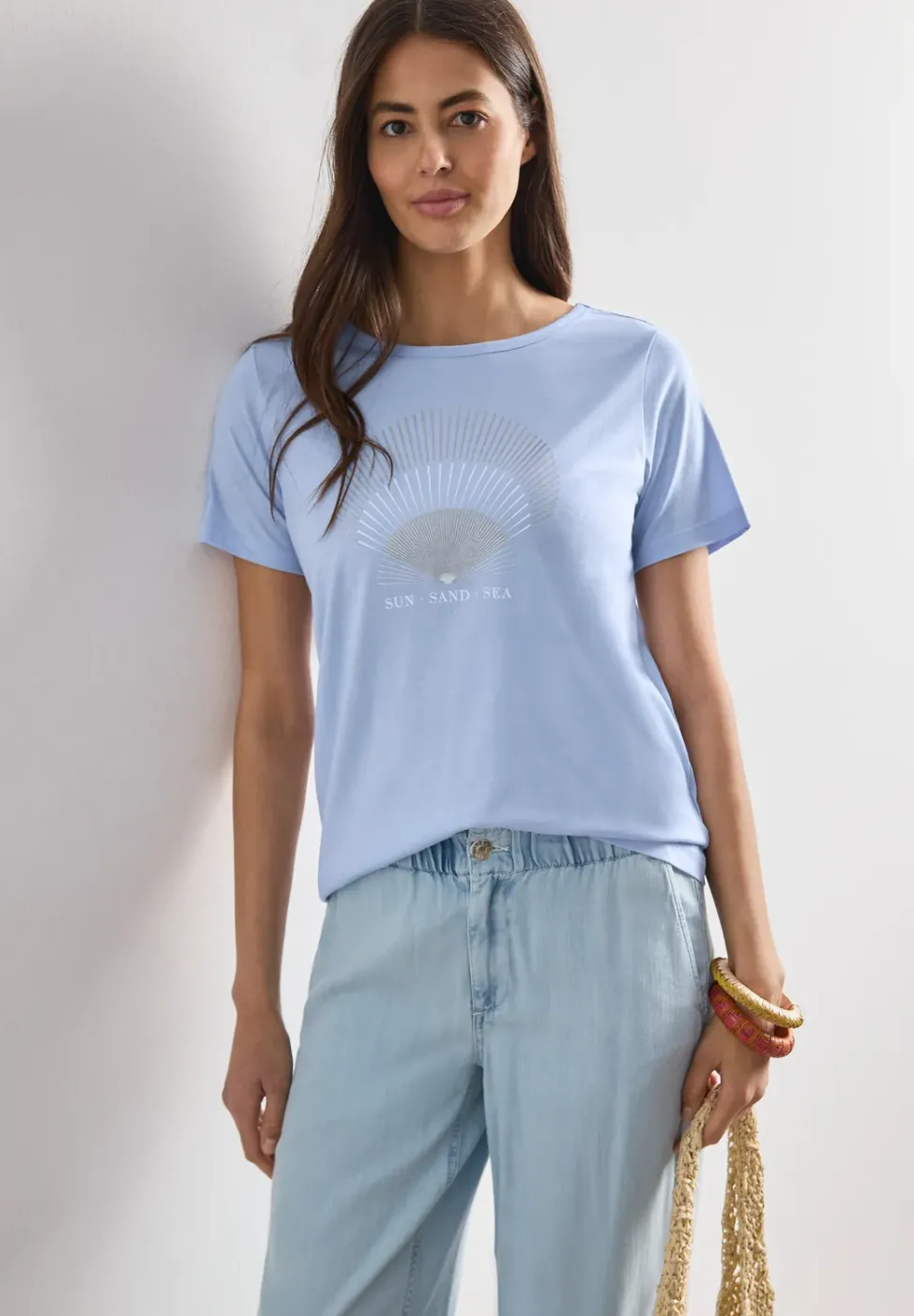 T-Shirt mit Rundhals und Foliendetails