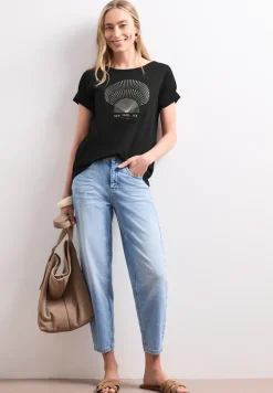 T-Shirt mit Rundhals und Foliendetails