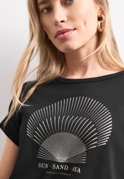 T-Shirt mit Rundhals und Foliendetails