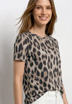 T-Shirt mit Rundhals und gerafftem Ärmel