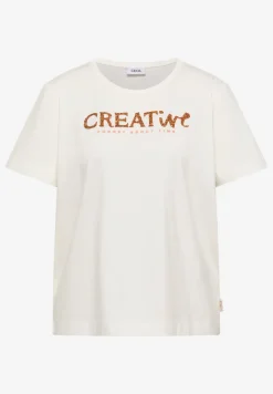 T-Shirt mit Rundhals und Glitzer-Wording