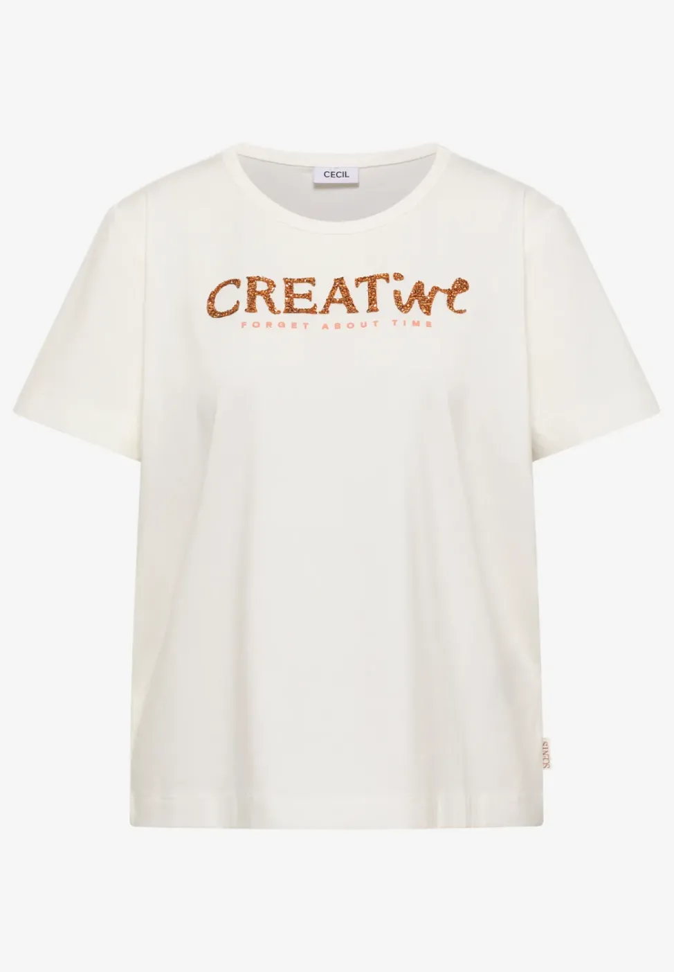 T-Shirt mit Rundhals und Glitzer-Wording