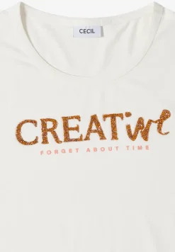 T-Shirt mit Rundhals und Glitzer-Wording