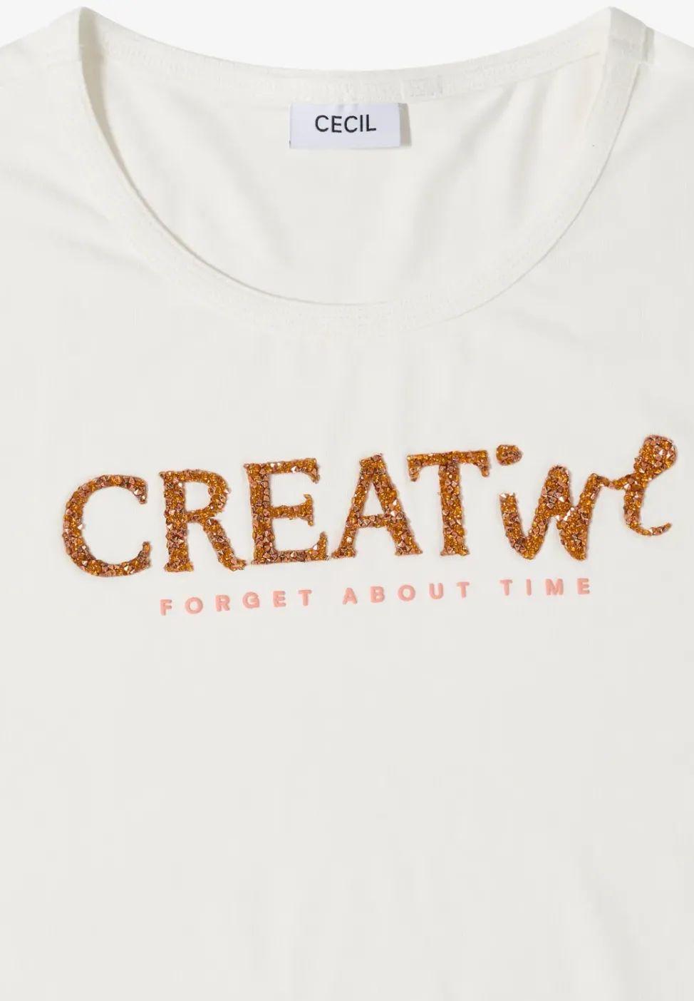 T-Shirt mit Rundhals und Glitzer-Wording