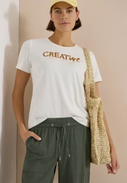 T-Shirt mit Rundhals und Glitzer-Wording