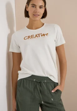 T-Shirt mit Rundhals und Glitzer-Wording
