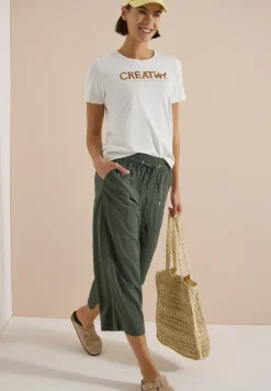 T-Shirt mit Rundhals und Glitzer-Wording