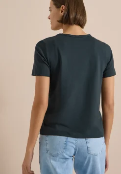 T-Shirt mit Rundhals und Glitzer-Wording