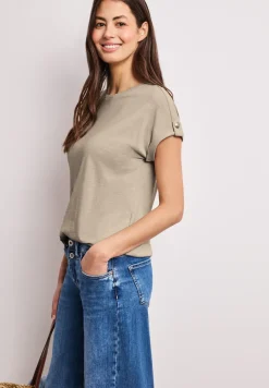 T-Shirt mit Rundhals und Knopfdetails
