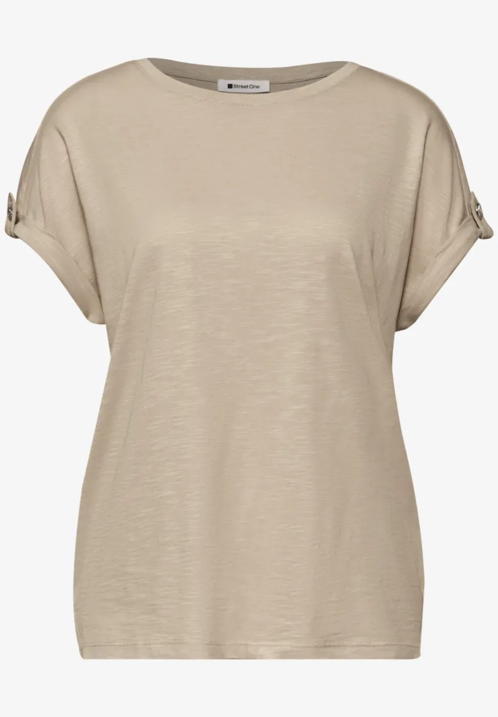 T-Shirt mit Rundhals und Knopfdetails