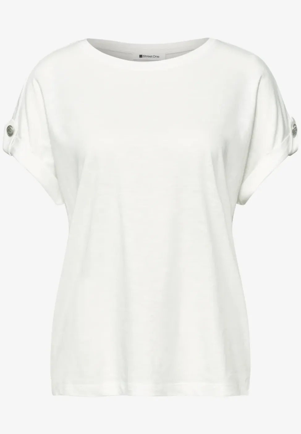 T-Shirt mit Rundhals und Knopfdetails
