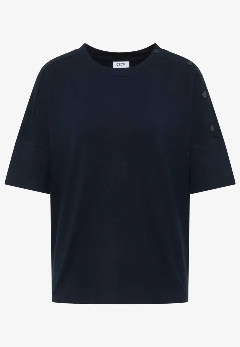 T-Shirt mit Rundhals und Knopfdetail