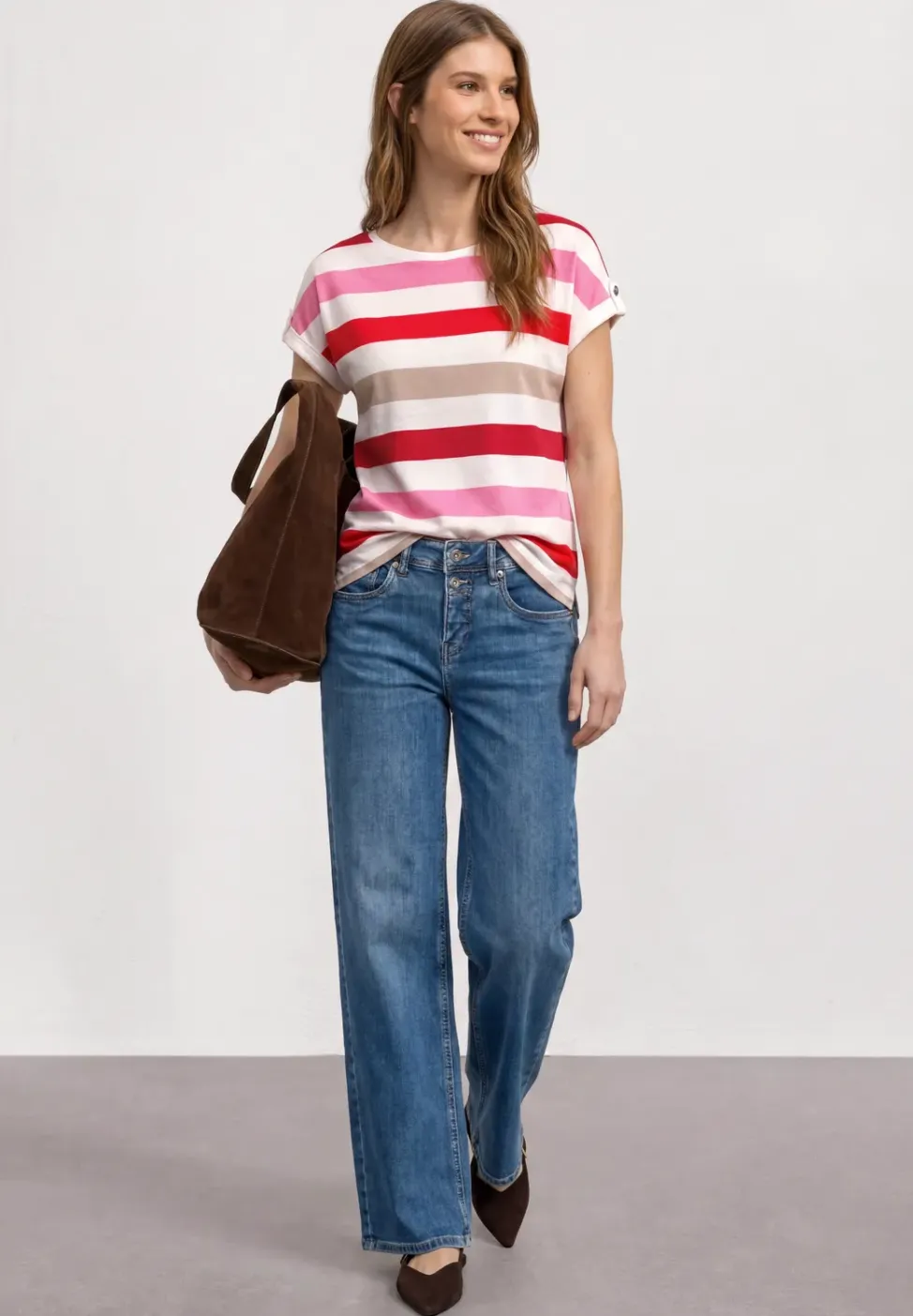 T-Shirt mit Rundhals und Knopfdetails