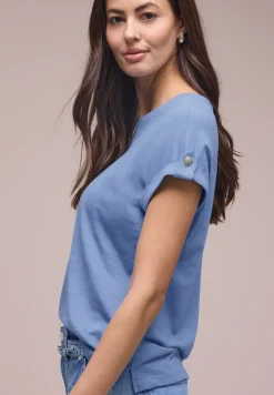 T-Shirt mit Rundhals und Knopfdetails