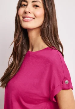 T-Shirt mit Rundhals und Knopfdetails