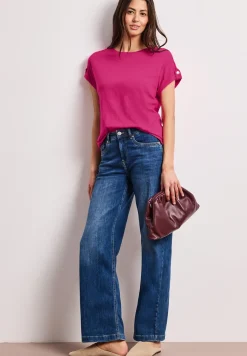 T-Shirt mit Rundhals und Knopfdetails