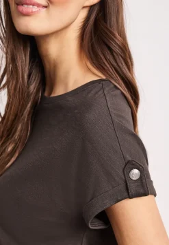 T-Shirt mit Rundhals und Knopfdetails