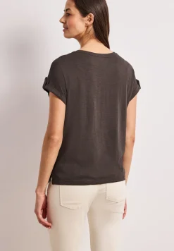 T-Shirt mit Rundhals und Knopfdetails