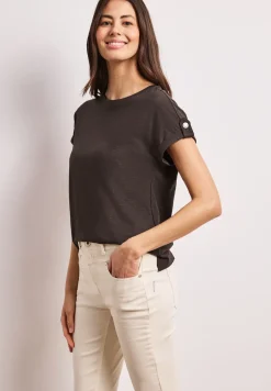 T-Shirt mit Rundhals und Knopfdetails