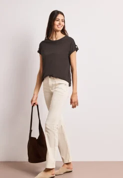 T-Shirt mit Rundhals und Knopfdetails
