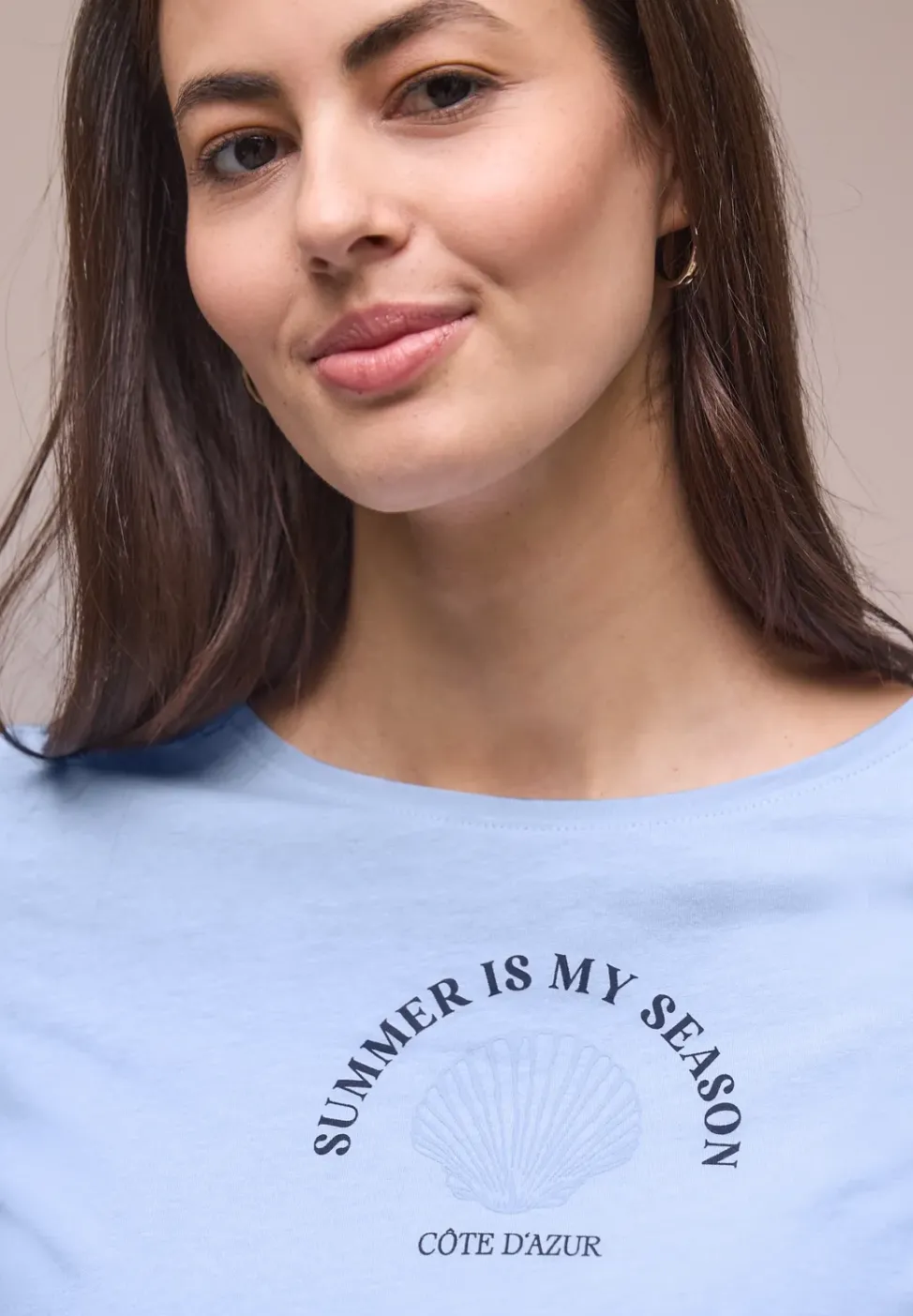 T-Shirt mit Rundhals und Muschelprint