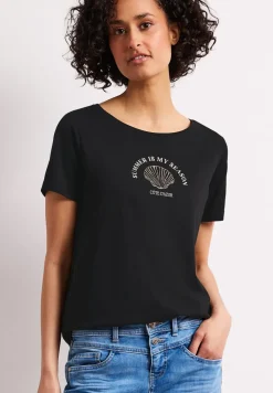 T-Shirt mit Rundhals und Muschelprint