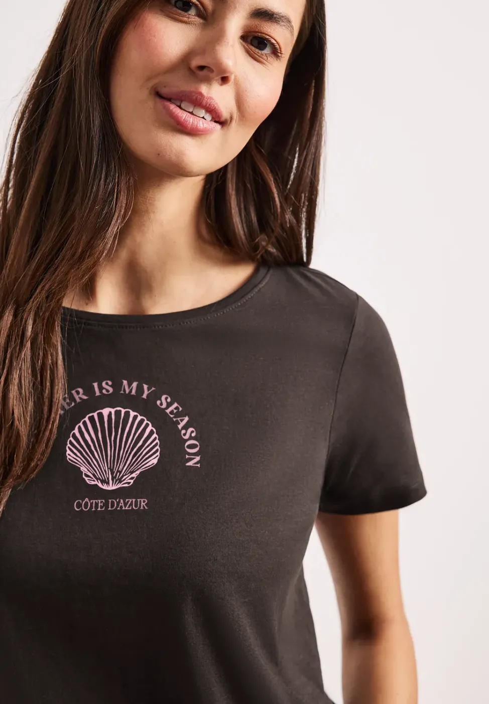 T-Shirt mit Rundhals und Muschelprint