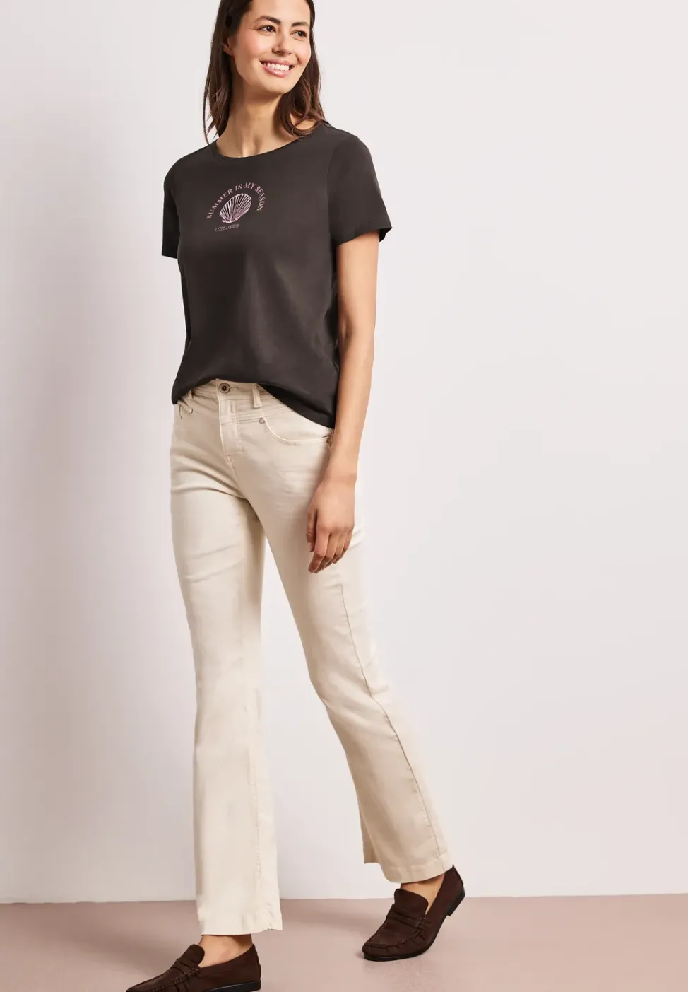 T-Shirt mit Rundhals und Muschelprint