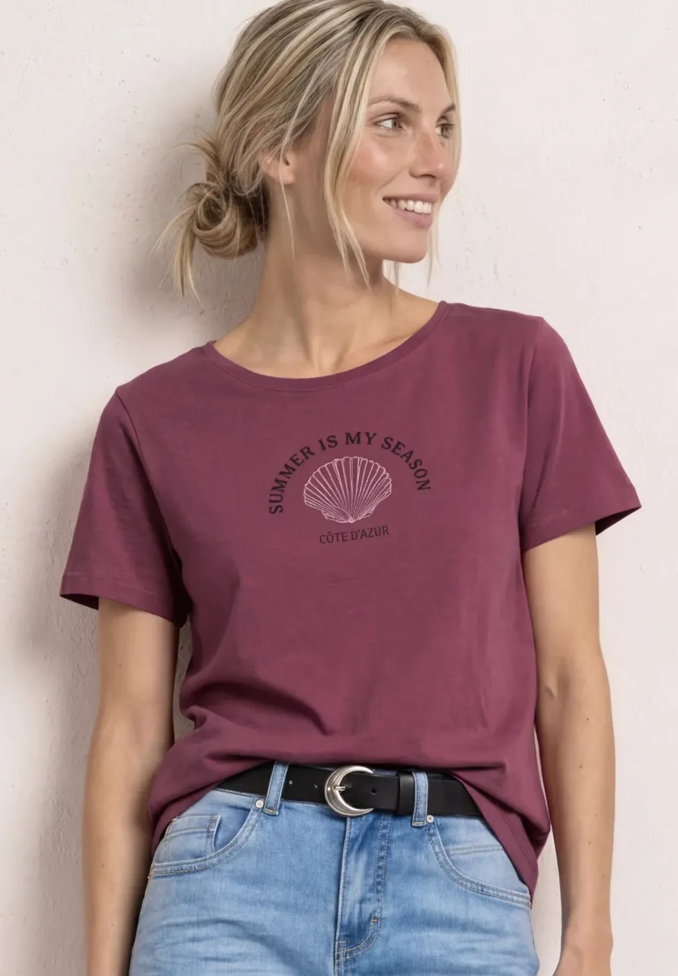 T-Shirt mit Rundhals und Muschelprint