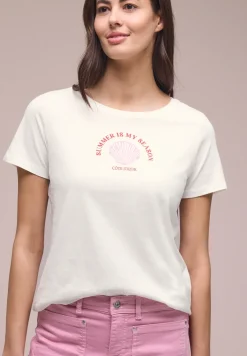T-Shirt mit Rundhals und Muschelprint