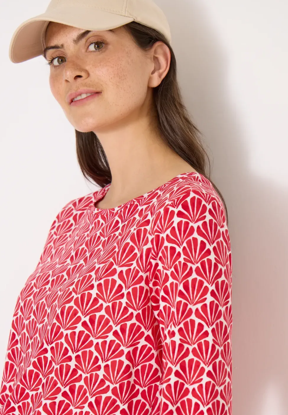 T-Shirt mit Rundhals und Muschelprint