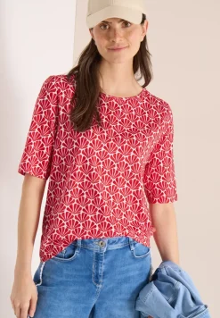 T-Shirt mit Rundhals und Muschelprint