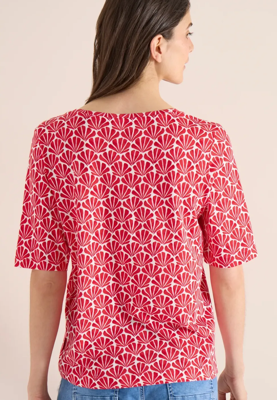 T-Shirt mit Rundhals und Muschelprint