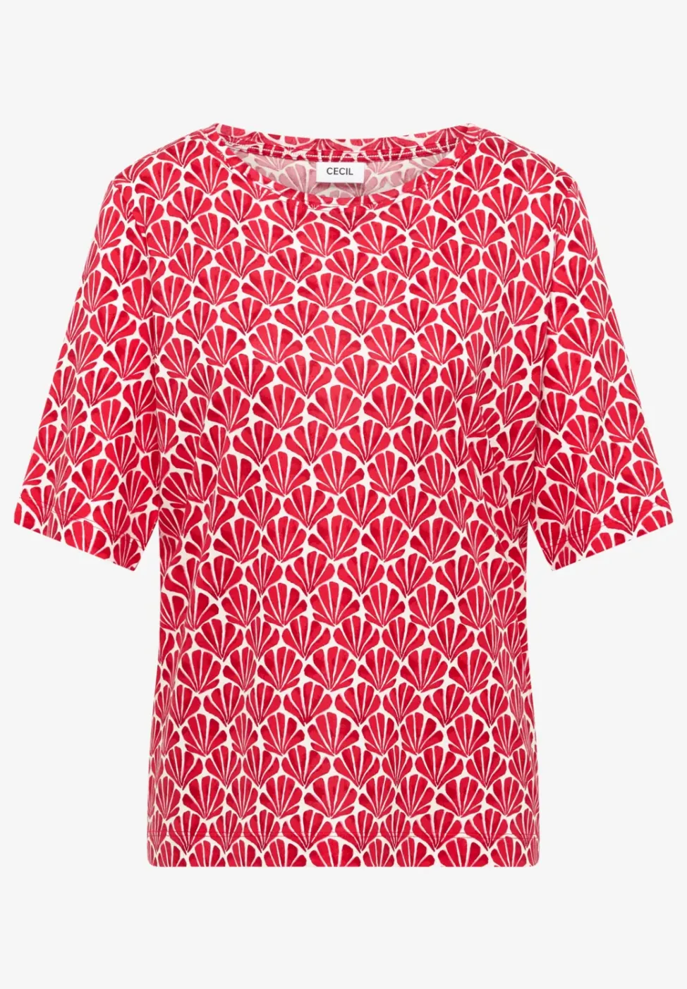 T-Shirt mit Rundhals und Muschelprint