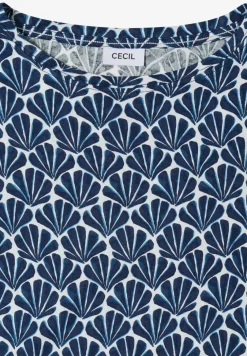 T-Shirt mit Rundhals und Muschelprint